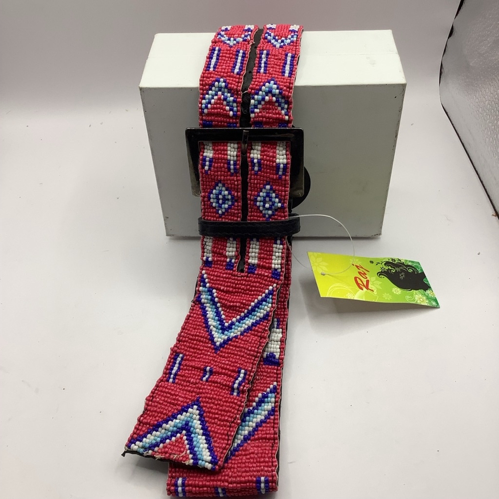 Women's Raz Beaded Belt, 26-30” Pink & Blue small.